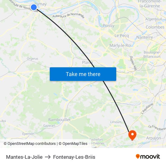 Mantes-La-Jolie to Fontenay-Les-Briis map