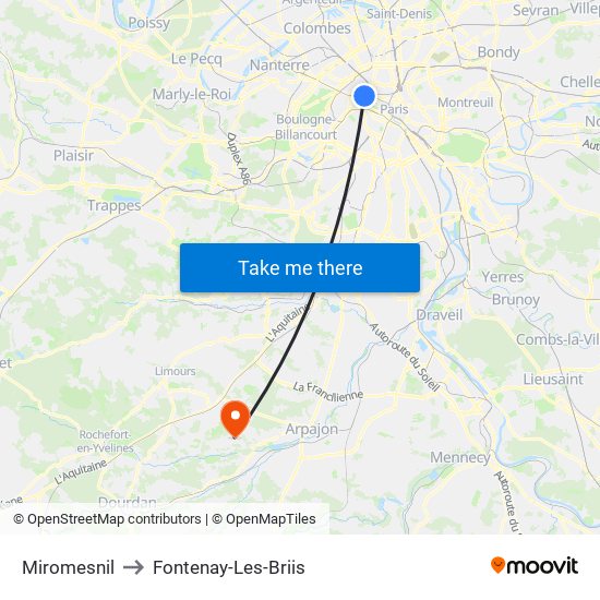 Miromesnil to Fontenay-Les-Briis map