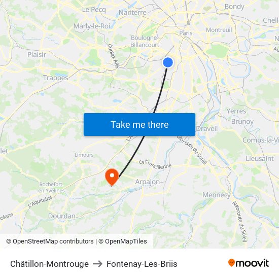 Châtillon-Montrouge to Fontenay-Les-Briis map