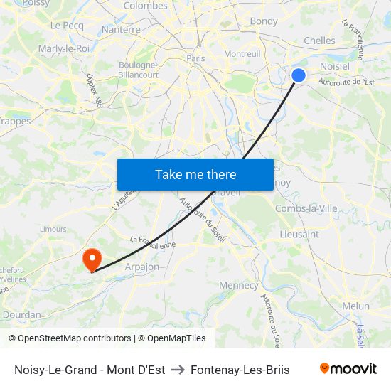 Noisy-Le-Grand - Mont D'Est to Fontenay-Les-Briis map