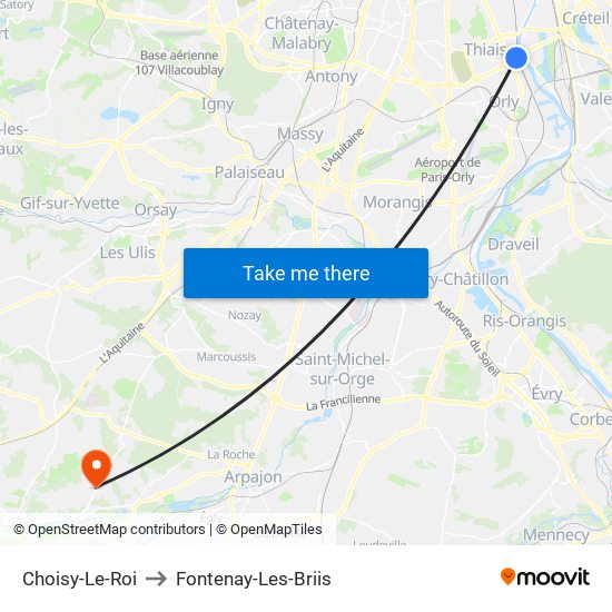 Choisy-Le-Roi to Fontenay-Les-Briis map