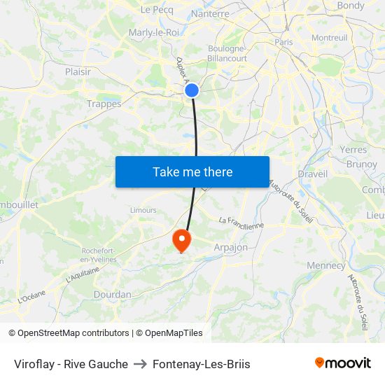 Viroflay - Rive Gauche to Fontenay-Les-Briis map