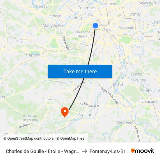 Charles de Gaulle - Étoile - Wagram to Fontenay-Les-Briis map