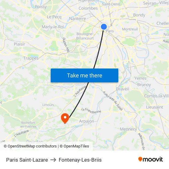 Paris Saint-Lazare to Fontenay-Les-Briis map