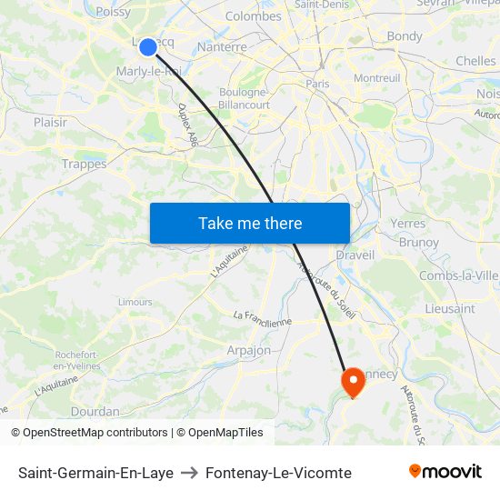 Saint-Germain-En-Laye to Fontenay-Le-Vicomte map