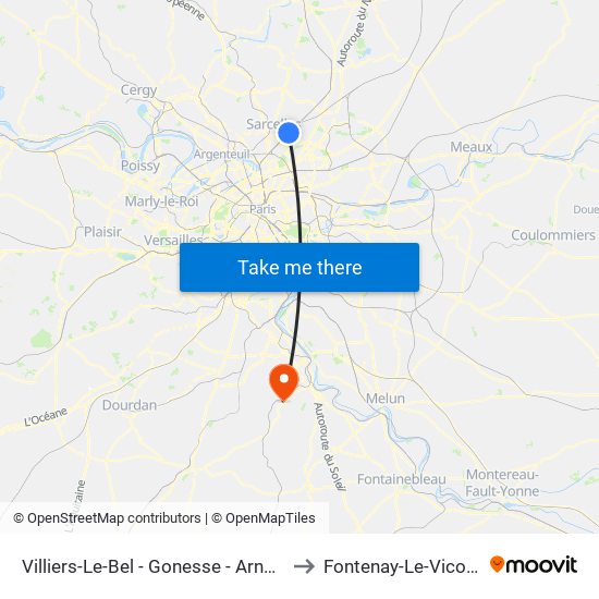 Villiers-Le-Bel - Gonesse - Arnouville to Fontenay-Le-Vicomte map