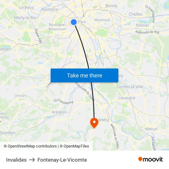 Invalides to Fontenay-Le-Vicomte map