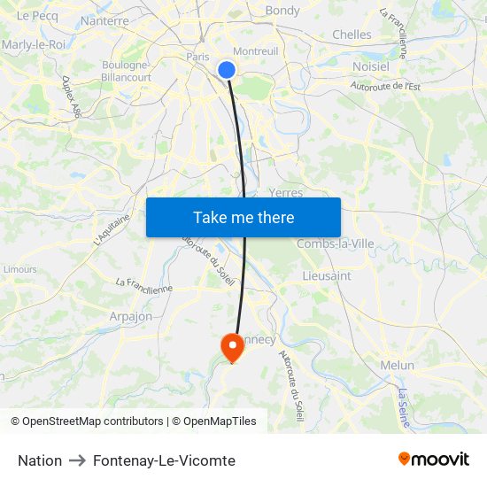 Nation to Fontenay-Le-Vicomte map