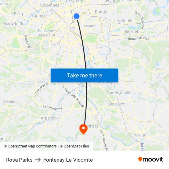 Rosa Parks to Fontenay-Le-Vicomte map