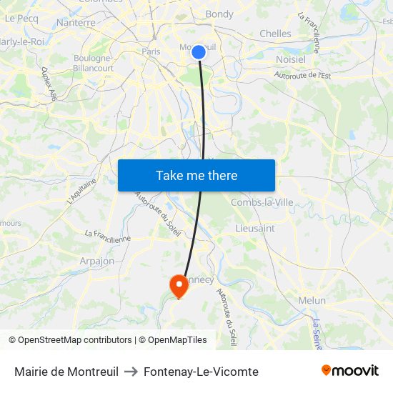 Mairie de Montreuil to Fontenay-Le-Vicomte map