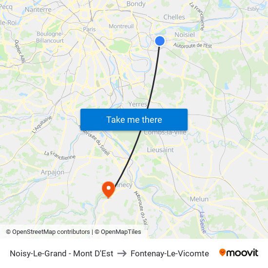 Noisy-Le-Grand - Mont D'Est to Fontenay-Le-Vicomte map