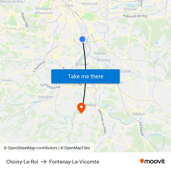 Choisy-Le-Roi to Fontenay-Le-Vicomte map