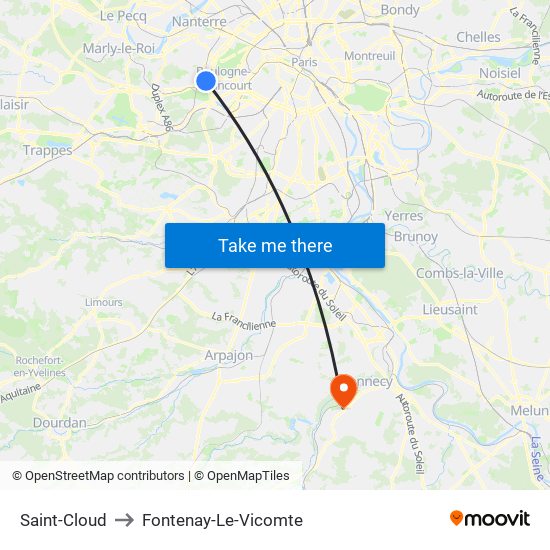 Saint-Cloud to Fontenay-Le-Vicomte map