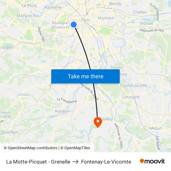 La Motte-Picquet - Grenelle to Fontenay-Le-Vicomte map