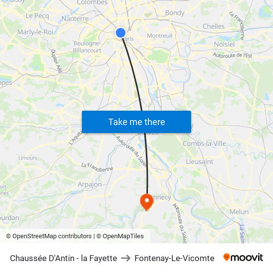 Chaussée D'Antin - la Fayette to Fontenay-Le-Vicomte map