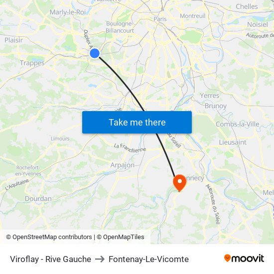 Viroflay - Rive Gauche to Fontenay-Le-Vicomte map
