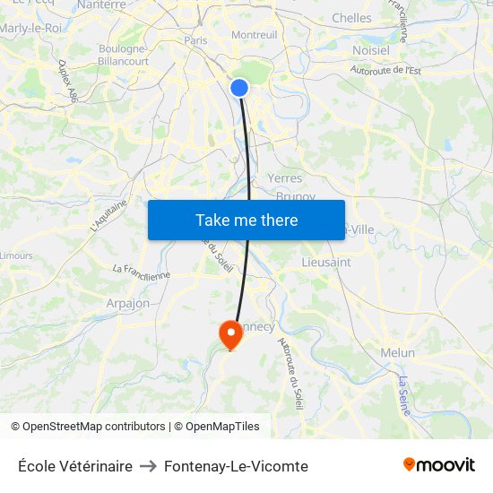 École Vétérinaire to Fontenay-Le-Vicomte map