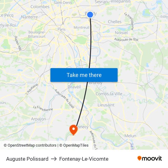 Auguste Polissard to Fontenay-Le-Vicomte map