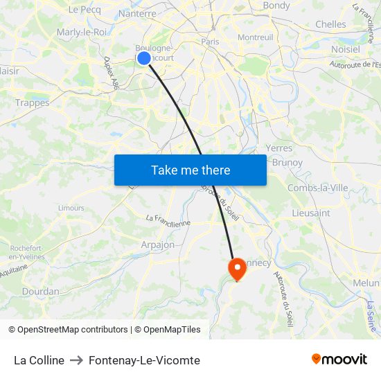 La Colline to Fontenay-Le-Vicomte map