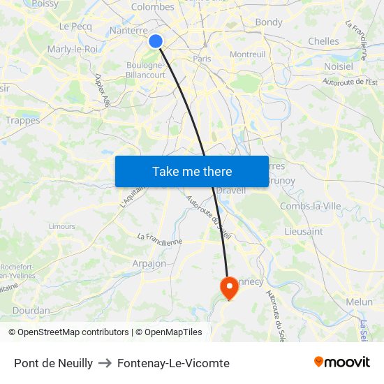 Pont de Neuilly to Fontenay-Le-Vicomte map