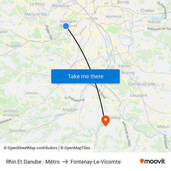 Rhin Et Danube - Métro to Fontenay-Le-Vicomte map