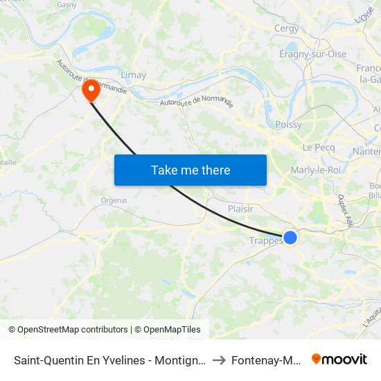 Saint-Quentin En Yvelines - Montigny-Le-Bretonneux to Fontenay-Mauvoisin map
