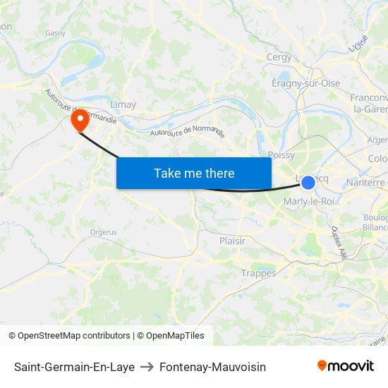 Saint-Germain-En-Laye to Fontenay-Mauvoisin map