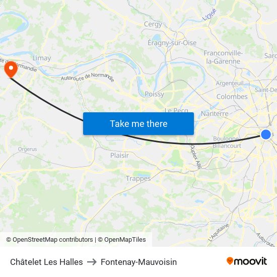 Châtelet Les Halles to Fontenay-Mauvoisin map