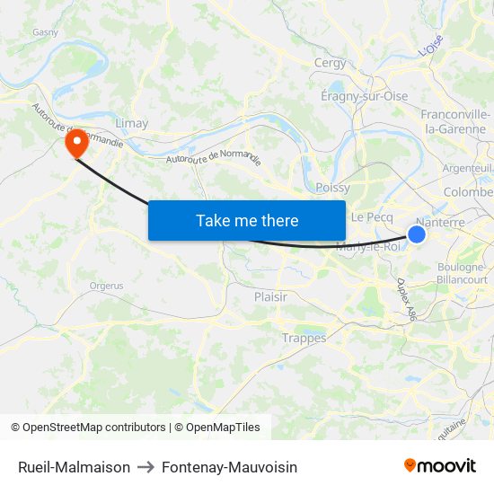 Rueil-Malmaison to Fontenay-Mauvoisin map