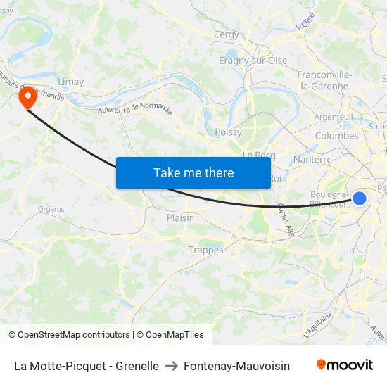 La Motte-Picquet - Grenelle to Fontenay-Mauvoisin map