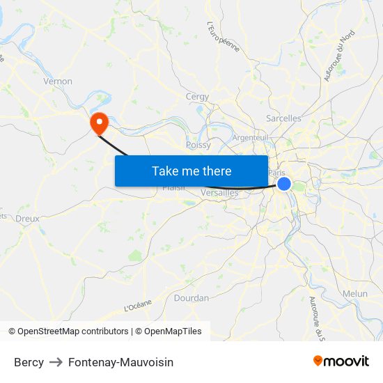 Bercy to Fontenay-Mauvoisin map