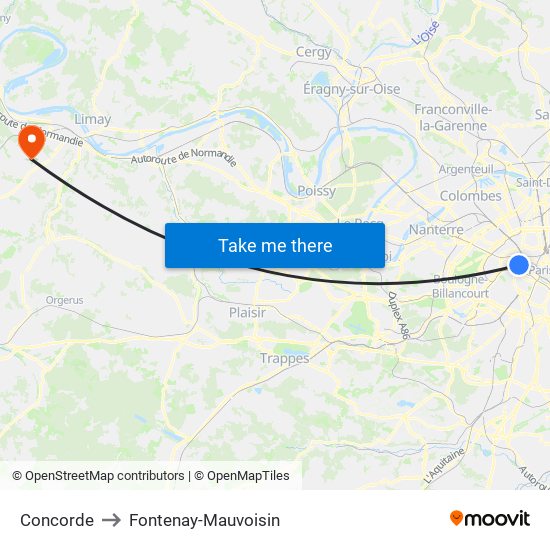 Concorde to Fontenay-Mauvoisin map