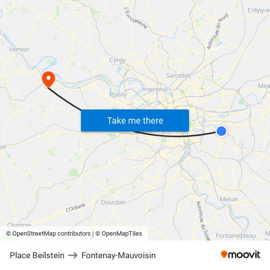 Place Beilstein to Fontenay-Mauvoisin map