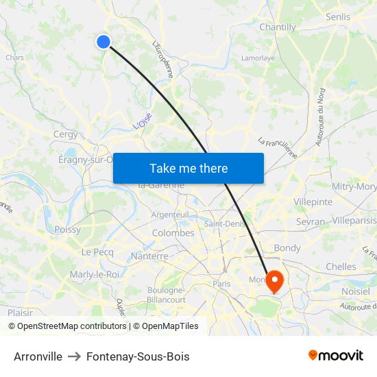 Arronville to Fontenay-Sous-Bois map