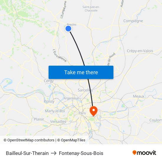 Bailleul-Sur-Therain to Fontenay-Sous-Bois map