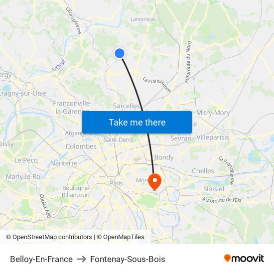 Belloy-En-France to Fontenay-Sous-Bois map