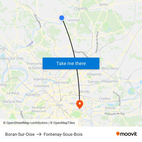 Boran-Sur-Oise to Fontenay-Sous-Bois map