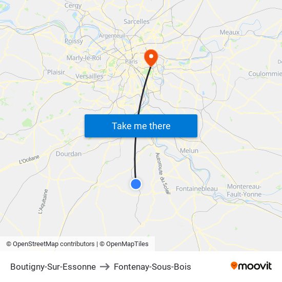 Boutigny-Sur-Essonne to Fontenay-Sous-Bois map