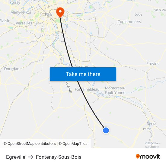 Egreville to Fontenay-Sous-Bois map