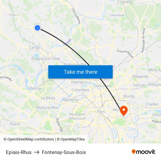 Epiais-Rhus to Fontenay-Sous-Bois map