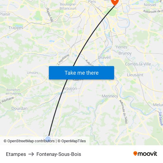 Etampes to Fontenay-Sous-Bois map