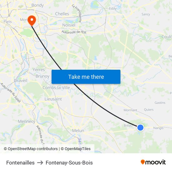 Fontenailles to Fontenay-Sous-Bois map