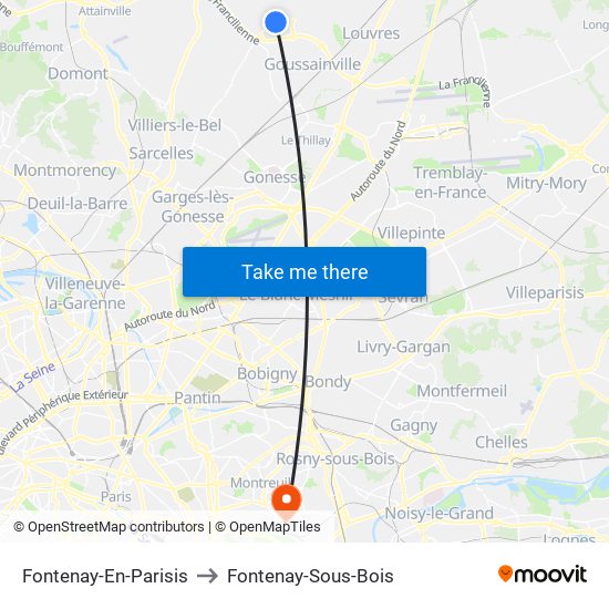 Fontenay-En-Parisis to Fontenay-Sous-Bois map