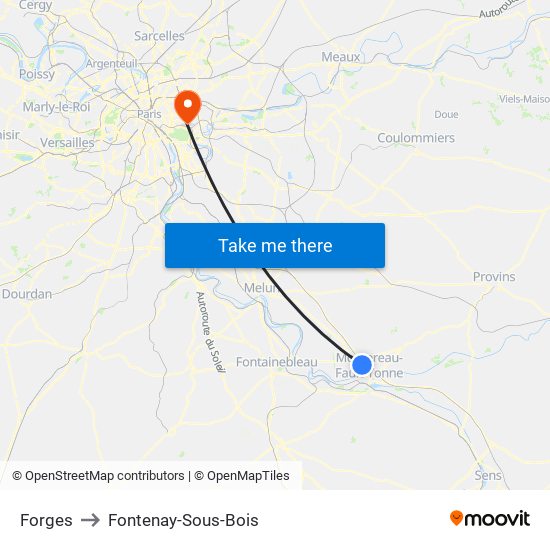 Forges to Fontenay-Sous-Bois map