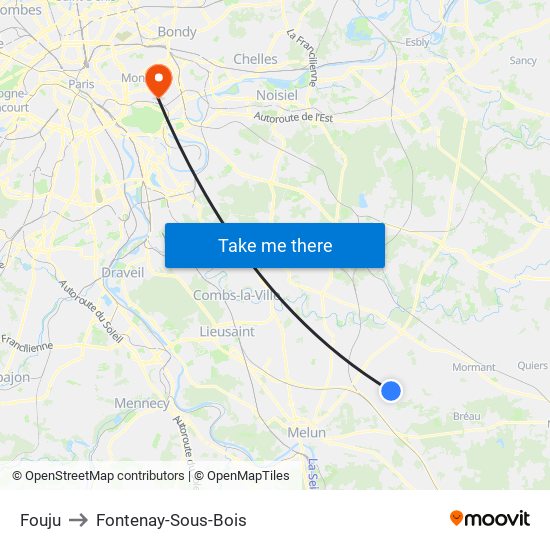 Fouju to Fontenay-Sous-Bois map