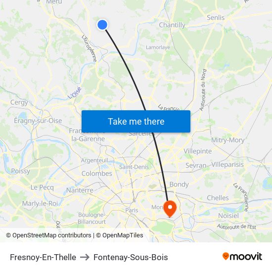 Fresnoy-En-Thelle to Fontenay-Sous-Bois map