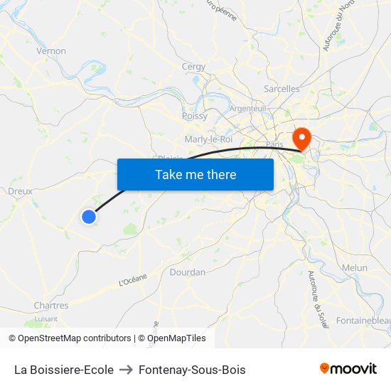 La Boissiere-Ecole to Fontenay-Sous-Bois map