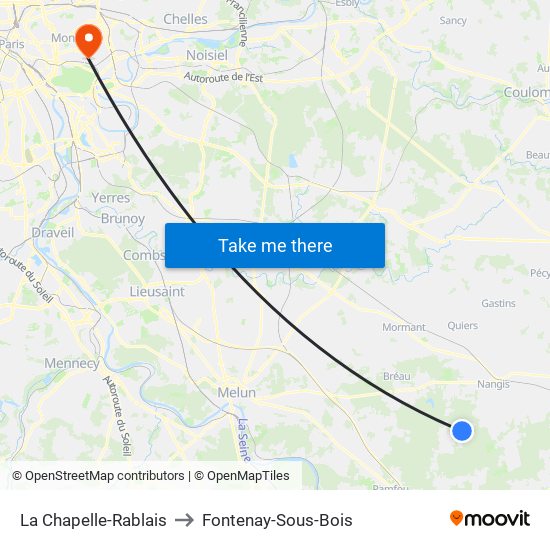 La Chapelle-Rablais to Fontenay-Sous-Bois map