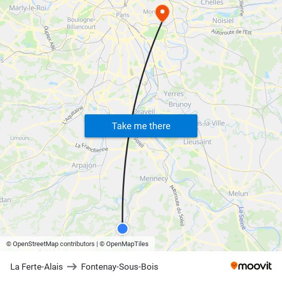 La Ferte-Alais to Fontenay-Sous-Bois map