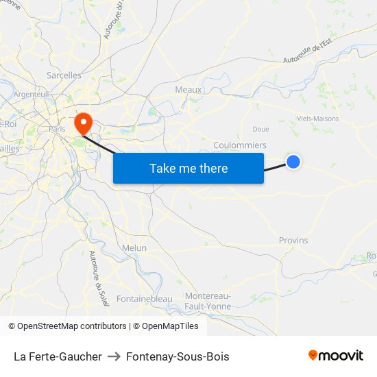 La Ferte-Gaucher to Fontenay-Sous-Bois map